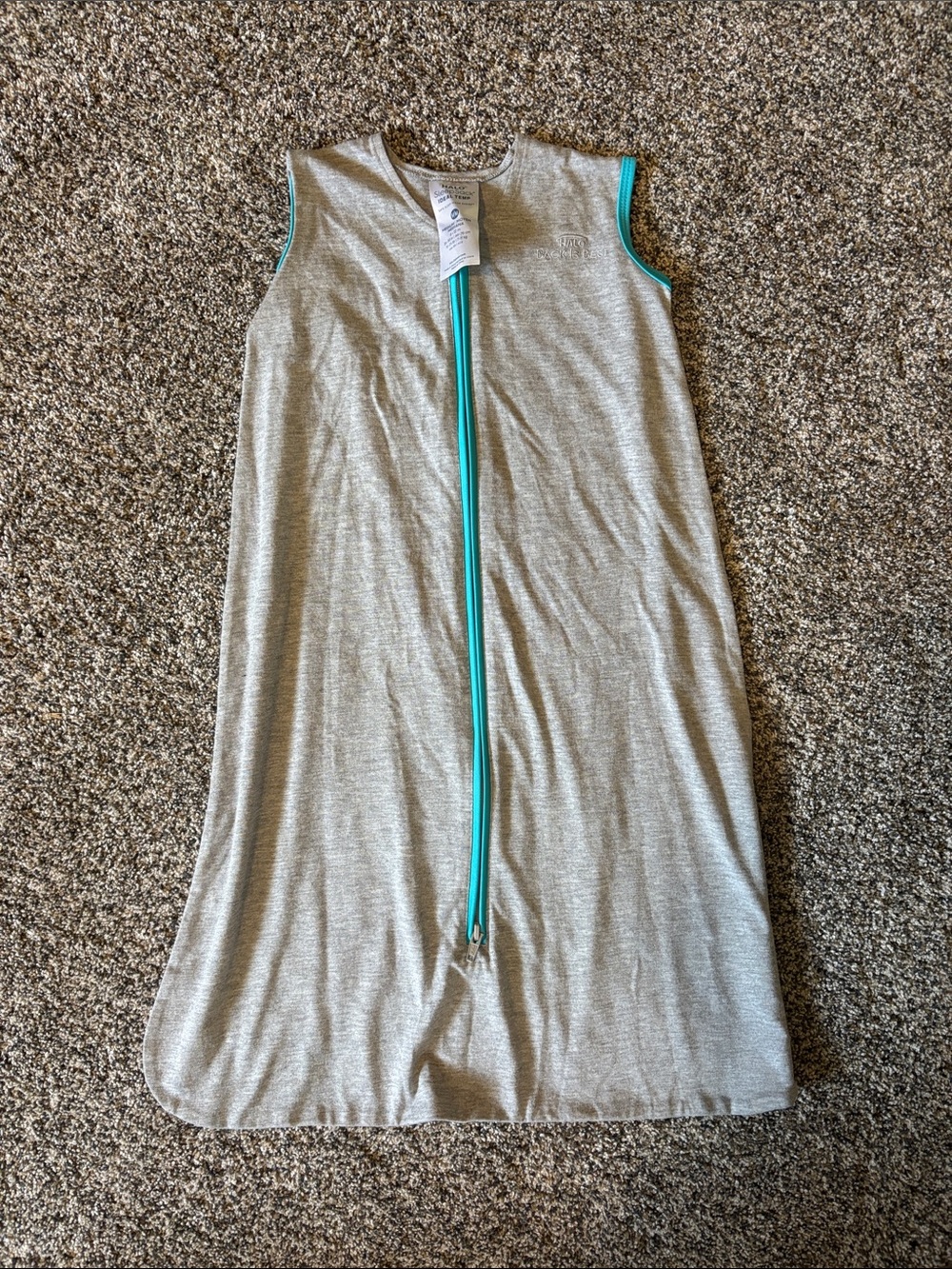 Halo Grey Baby SleepSack with Teal Zipper